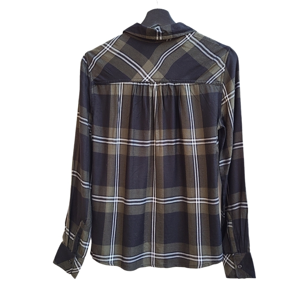Lola River Soft Over-sized Plaid Button-down Shirt, Size Extra Small - Picture 3 of 9